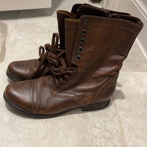 Steve Madden brown leather combat boots